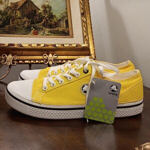NWT Crocs Yellow Canvas Tennis Sneakers Size 13